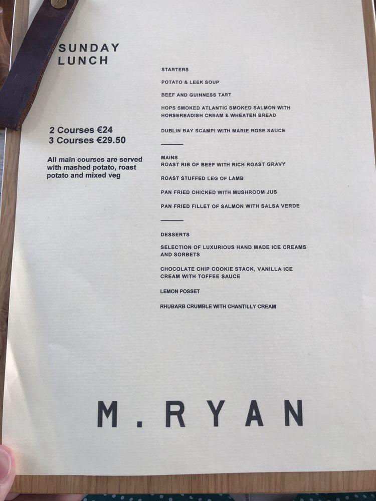 Menu at Mikey Ryan's Bar & Kitchen, Cashel
