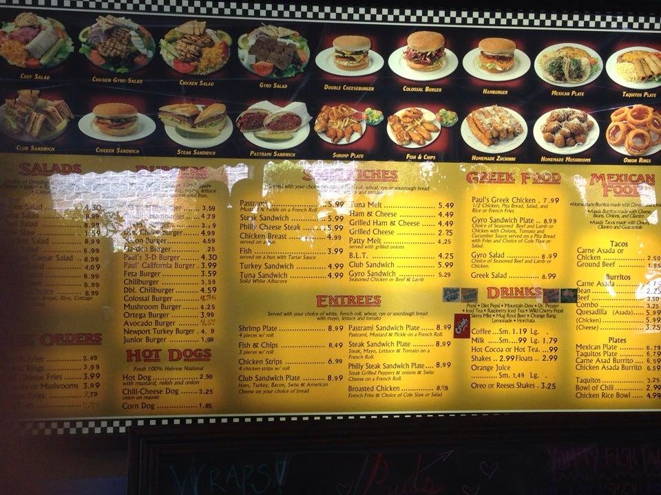 Menu at Paul's Place restaurant, Los Alamitos, Los Alamitos Blvd 2332