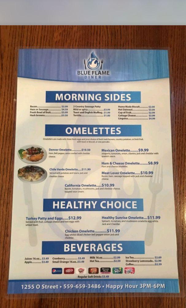 Menu at Blue Flame Diner restaurant, Firebaugh