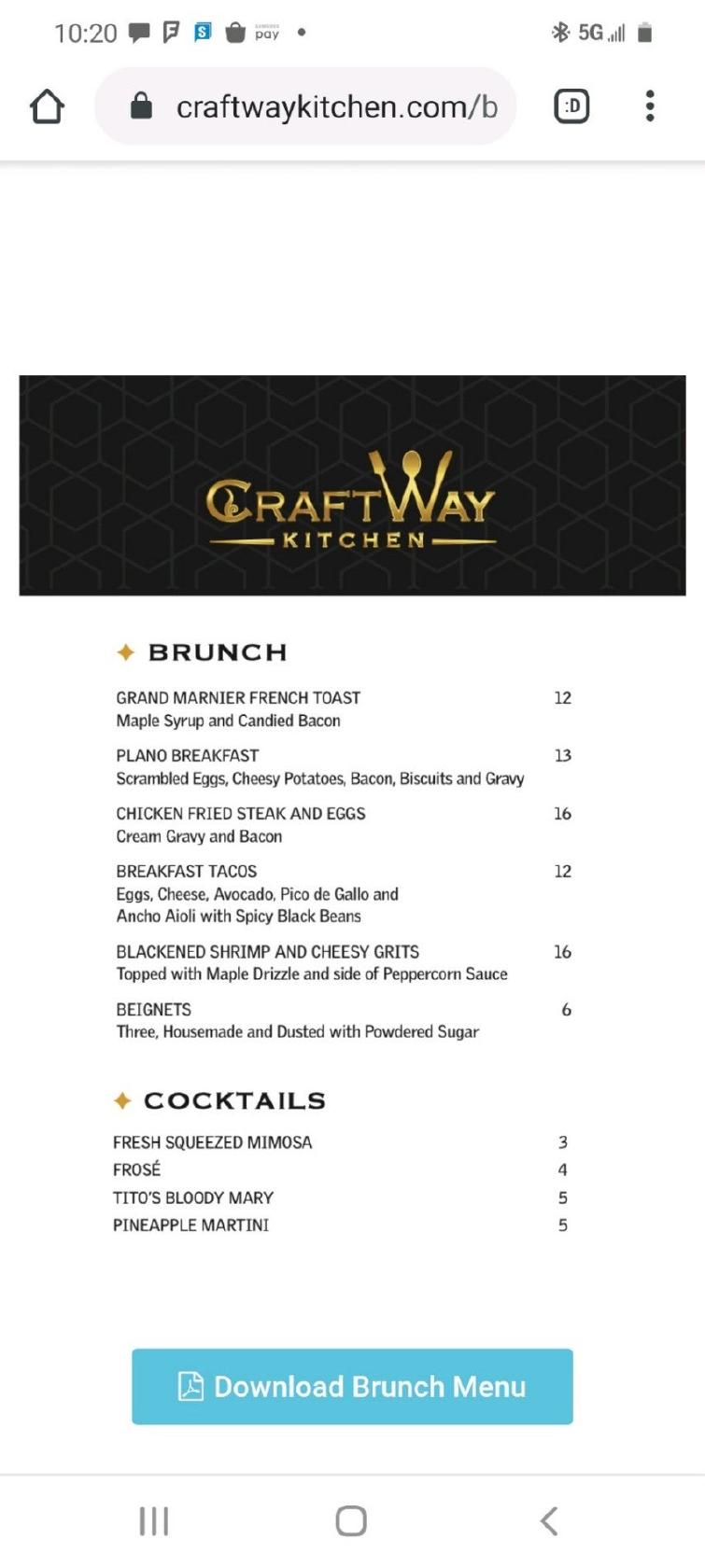 Menu At CraftWay Kitchen Plano Restaurant Plano   R990 CraftWay Kitchen Menu 