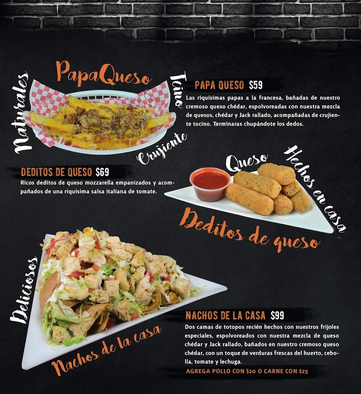 Menu at Papa Wing's restaurant, Guadalupe