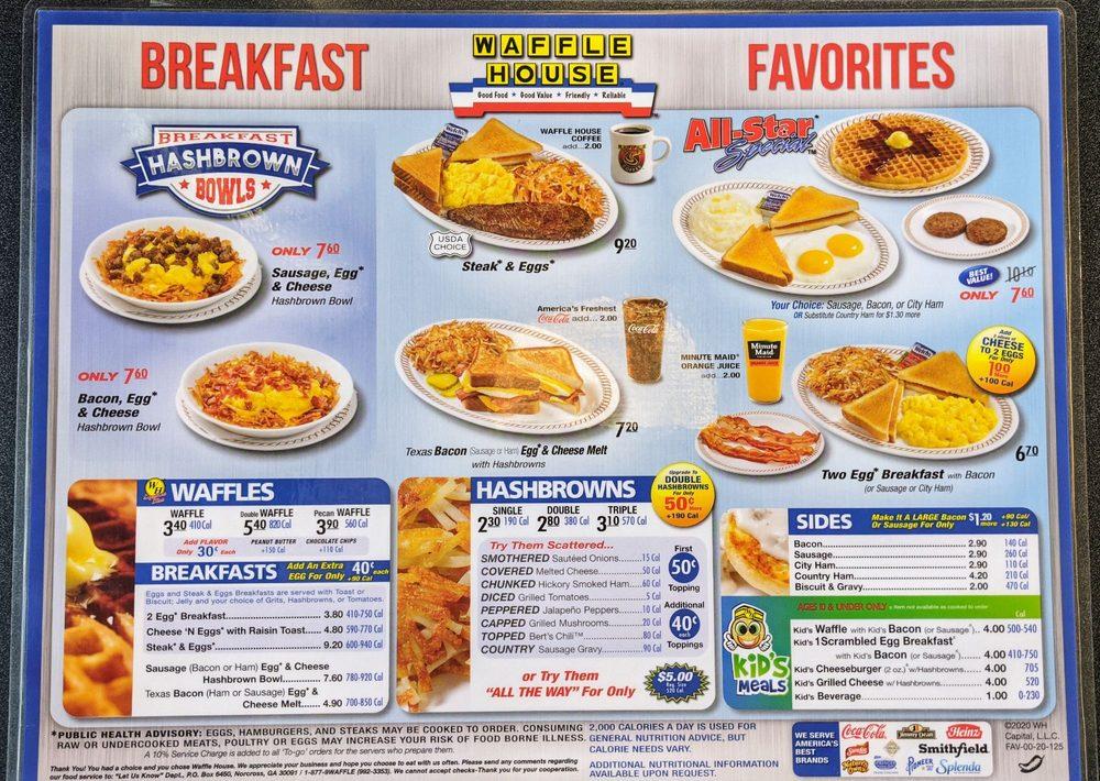 Menu at Waffle House restaurant, Lucedale, Old Highway 63