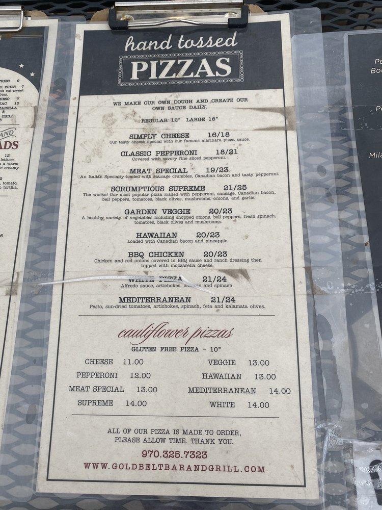 Carta de Gold Belt Bar & Grill, Ouray