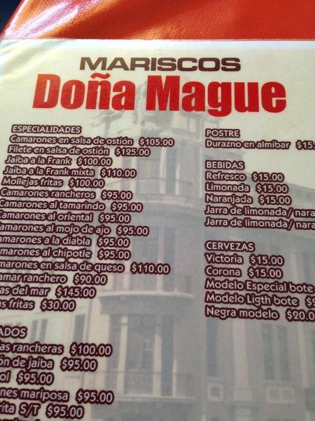 Mariscos Doña Mague, Tampico - Seafood restaurant menu and reviews