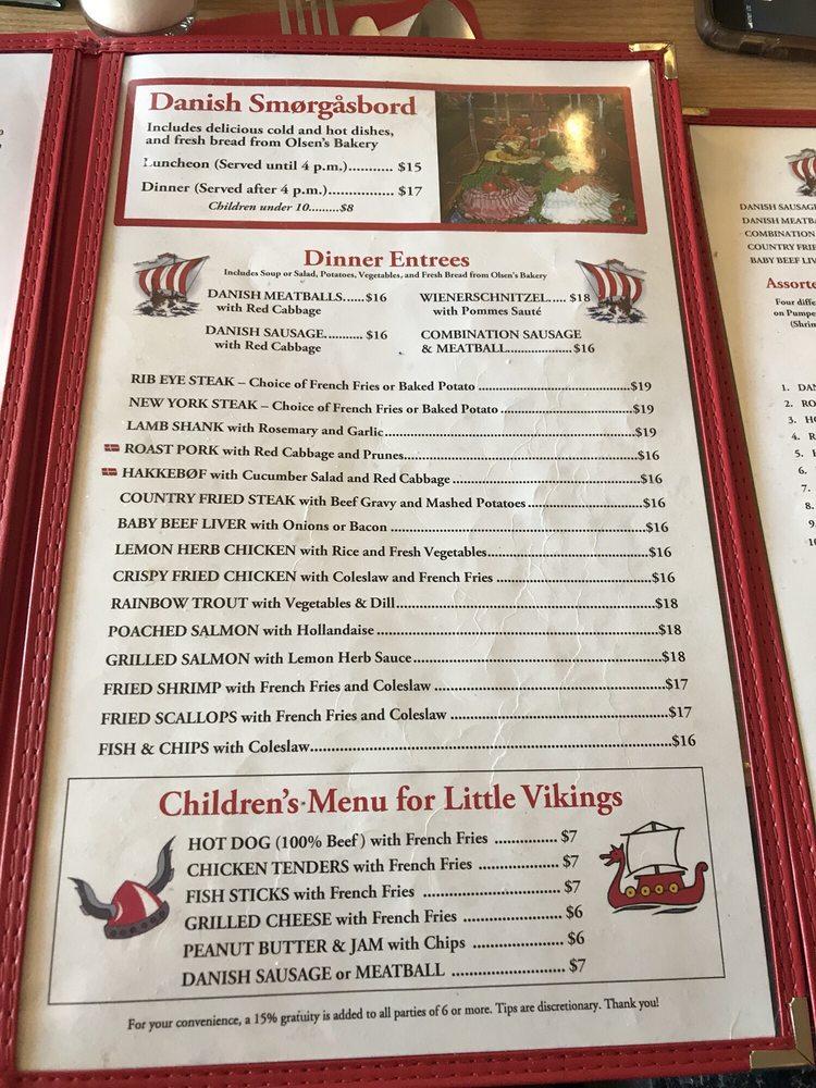 Menu at Red Viking Restaurant, Solvang