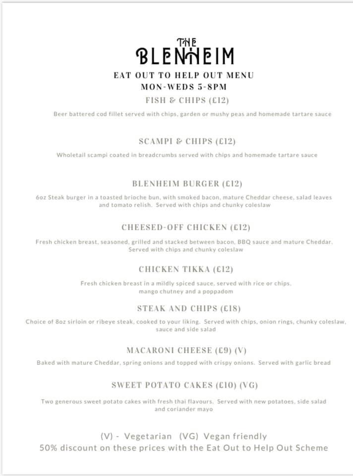 Menu at The Blenheim pub & bar, Ventnor