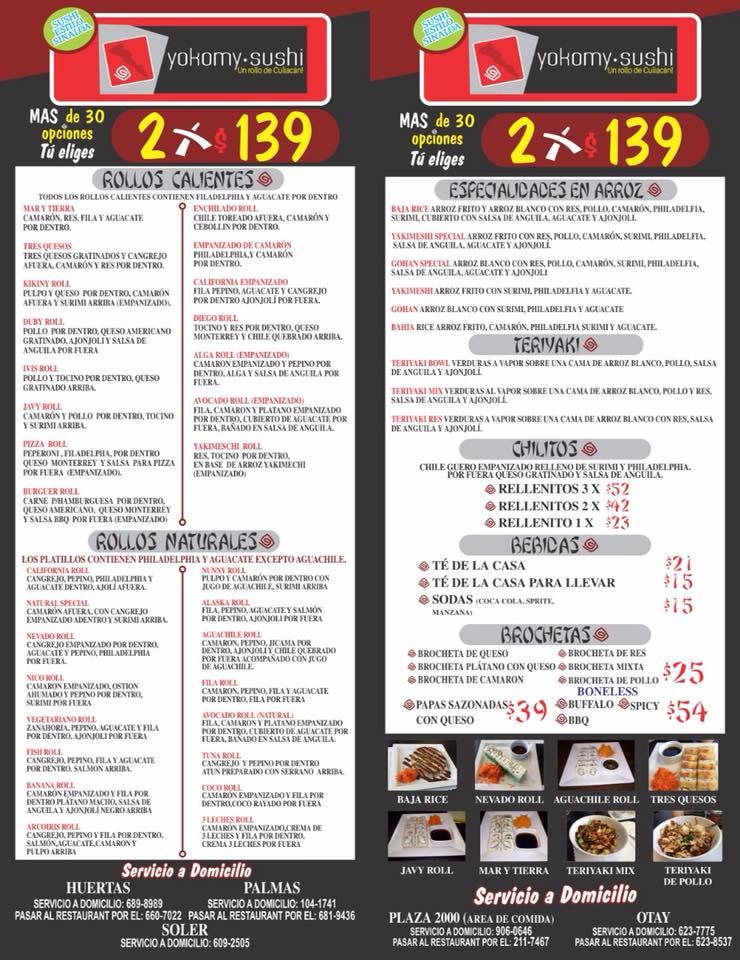 Total 66+ imagen yokomy sushi otay menu - Viaterra.mx