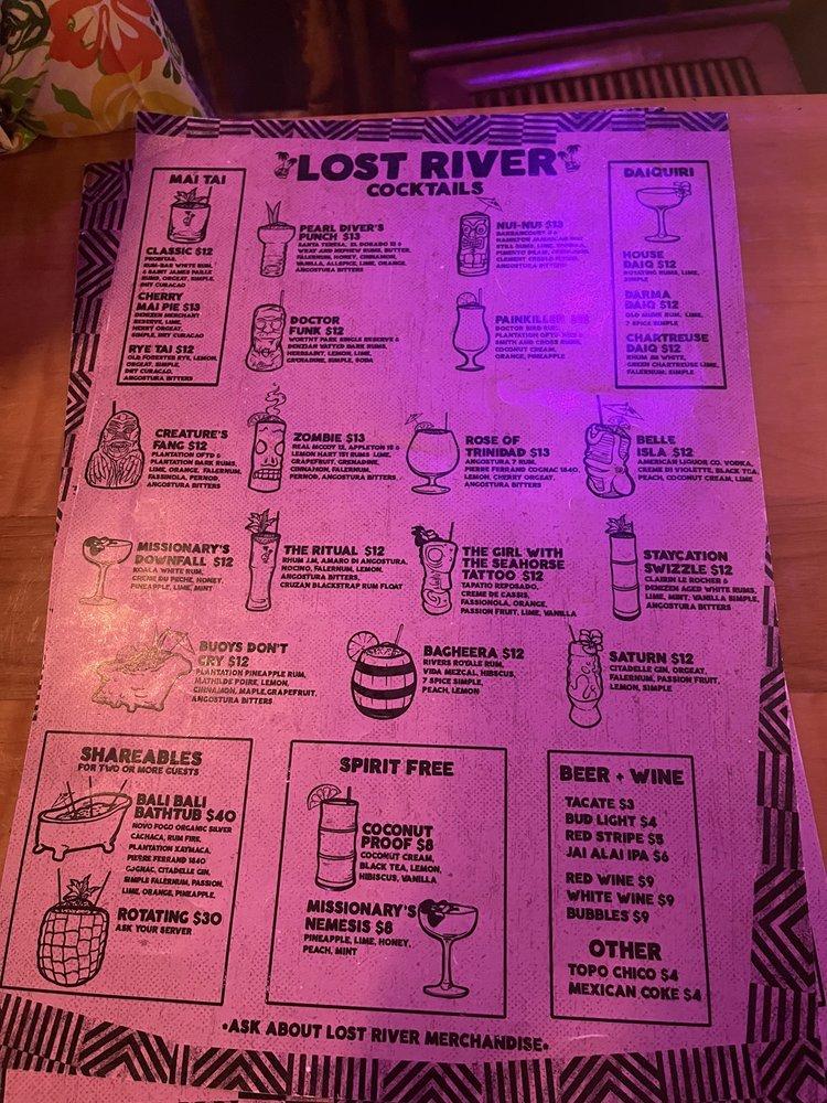 Menu At Lost River Pub Bar Detroit