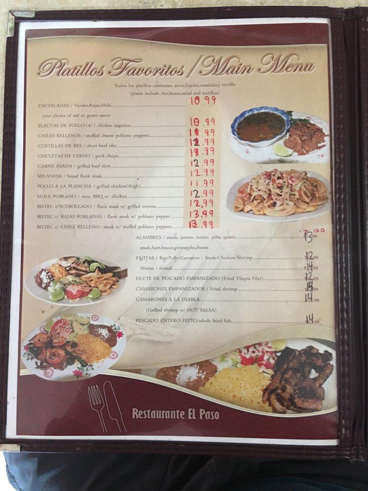 Menu at El Paso Restaurant, Gretna
