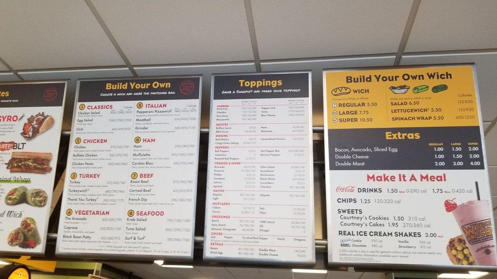 Menu at Which Wich UNT, Denton, Union Cir