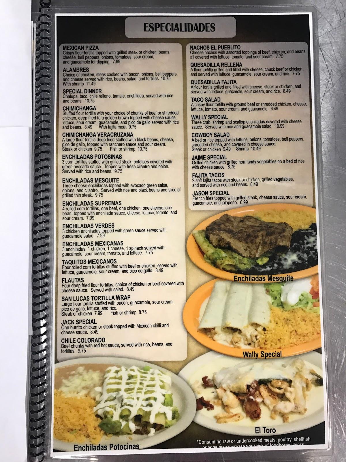 Menu at El Pueblito Mexican Restaurant, Centerton