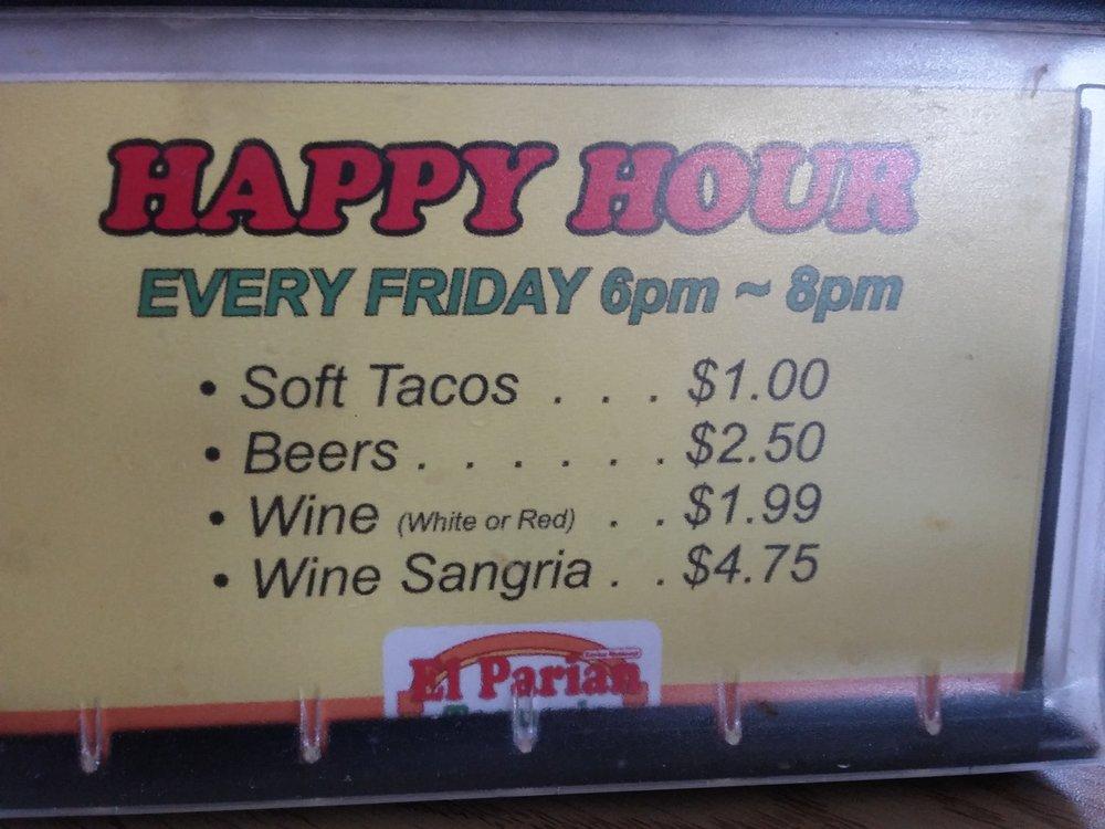 Menu at El Parian Taqueria restaurant, North Highlands, Watt Ave
