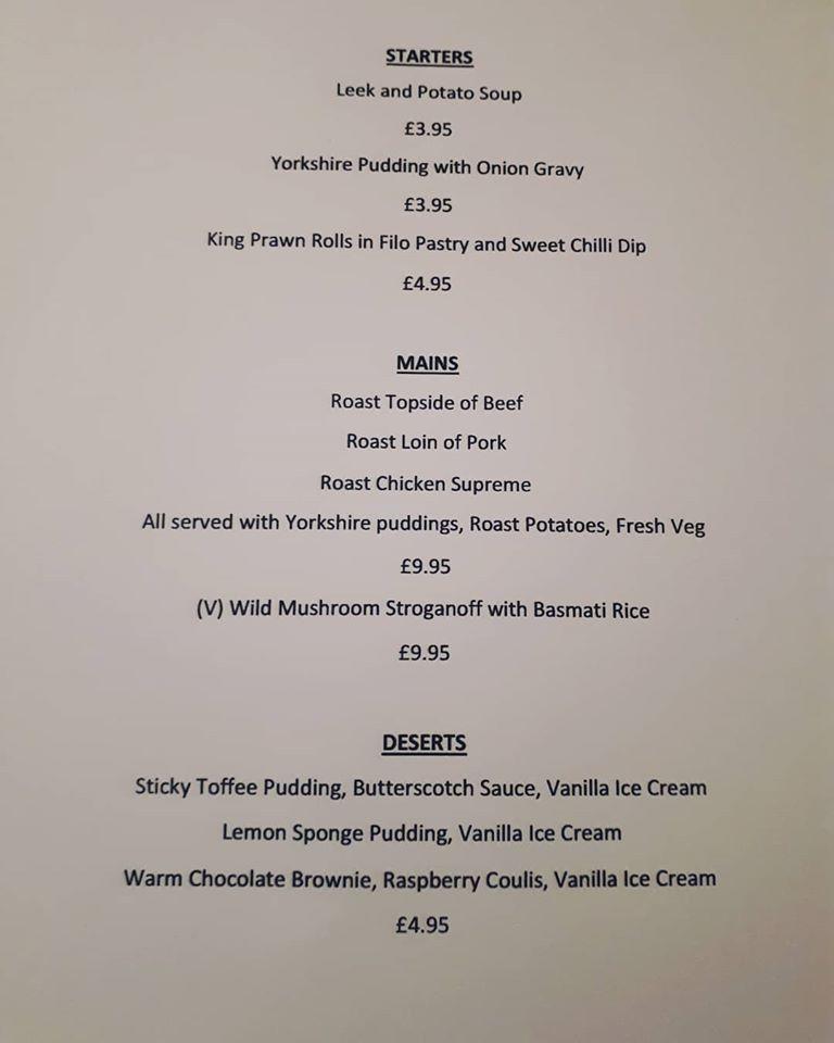 Menu at Black Bull Inn pub & bar, Great Smeaton, Great Smeaton