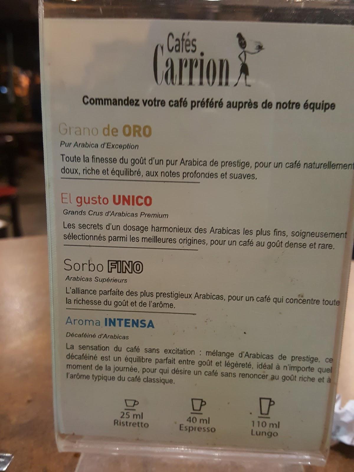 Menu at Carrion Cafe, Rabat