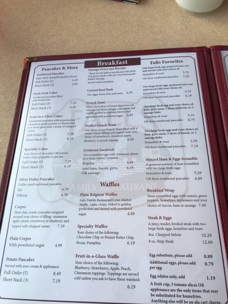 Menu at Falls Family Restaurant, Olmsted Falls, Columbia Rd