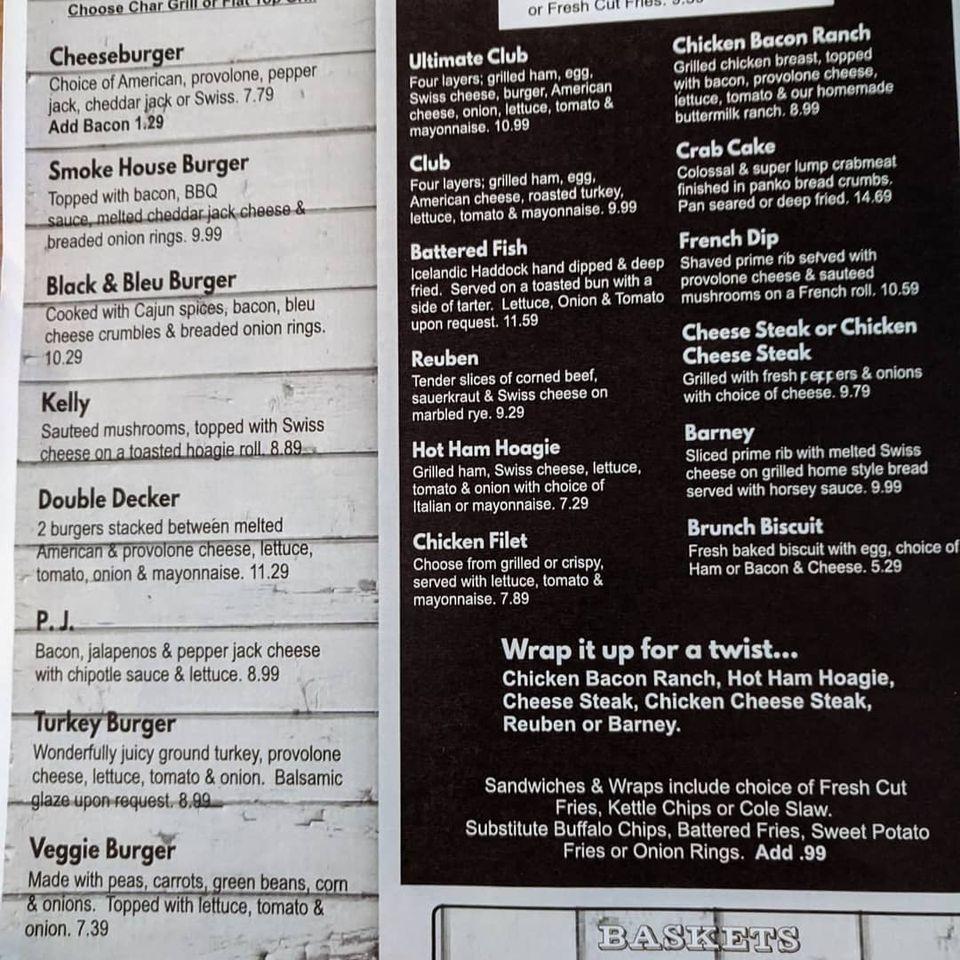 Menu at Kelly's pub & bar, Huntingdon, Pennsylvania Ave