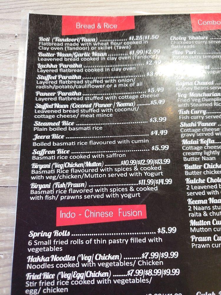 Menu at PUNJAB PLATTER restaurant, Edmonton