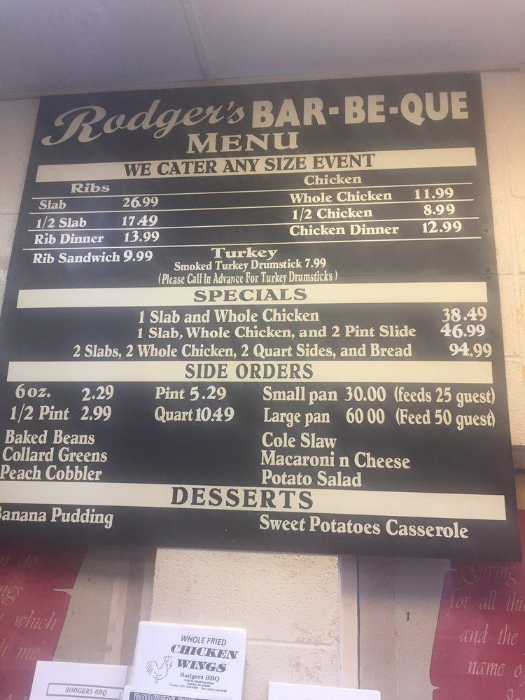 Menu At Rodgers B-B-Q BBQ, Mobile