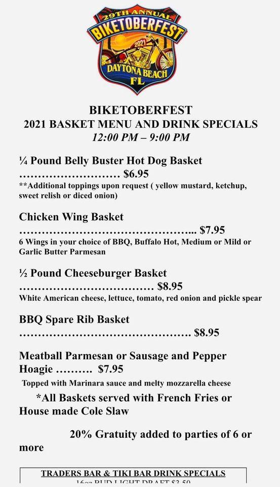 Menu at Traders Restaurant & Tiki Lounge, Daytona Beach