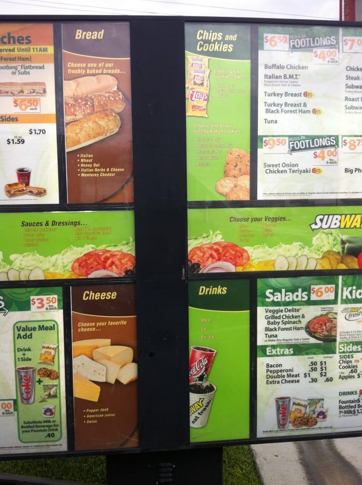Menu at Subway restaurant, Amarillo, 6000 S Western St