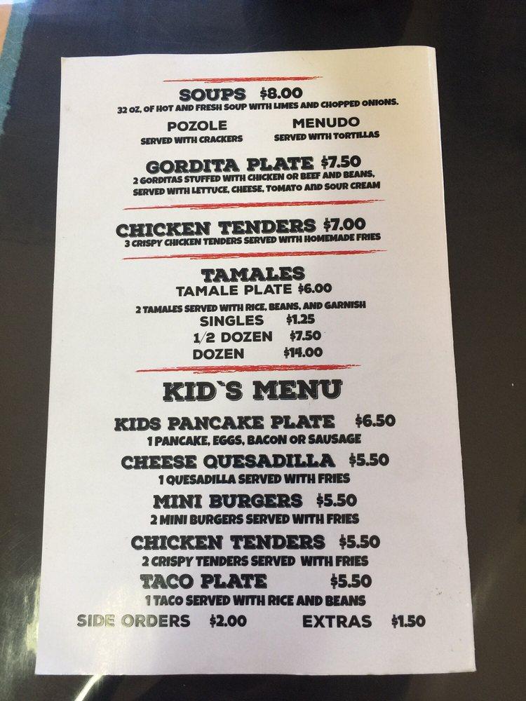 Menu at E.LA restaurant, Mescalero