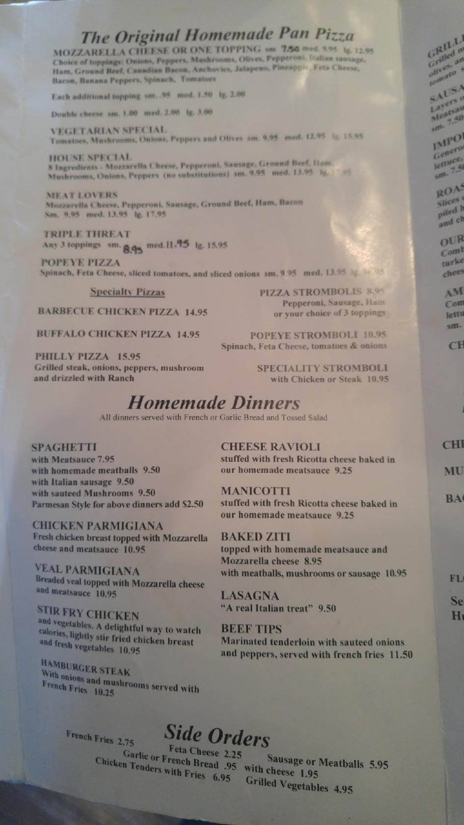 Menu at House of Pizza Restaurant, Lincolnton