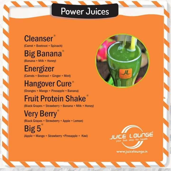 JUICE Lounge menu