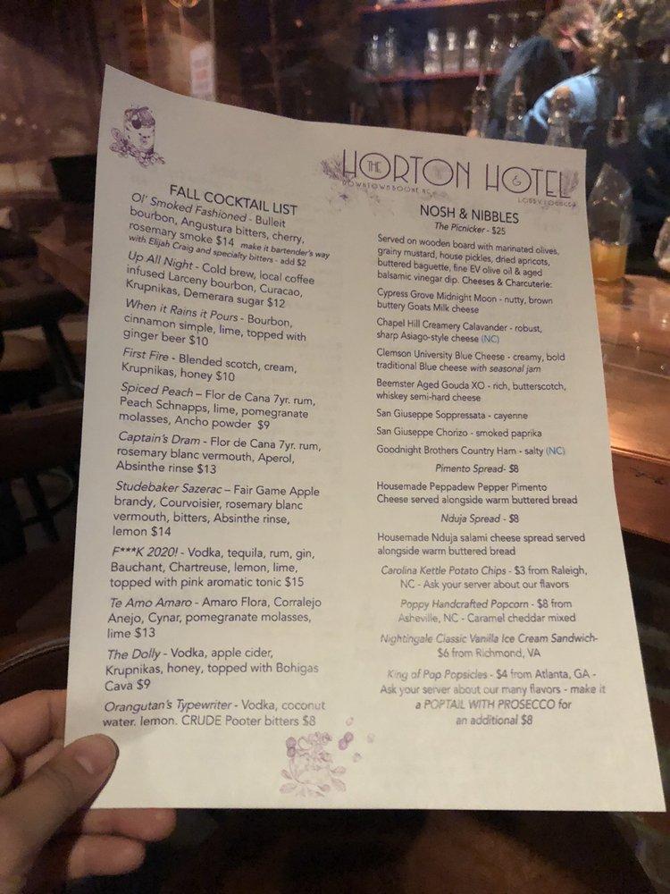 horton hotel boone menu