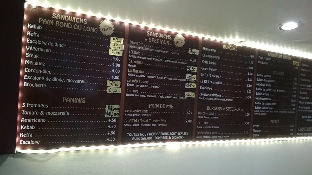 Menu At La Baraka Snack Kebab L Isle Sur La Sorgue Rue Carnot