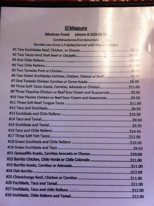 Menu at El Maguey restaurant, Kailua-Kona, 74-5563 Kaiwi St