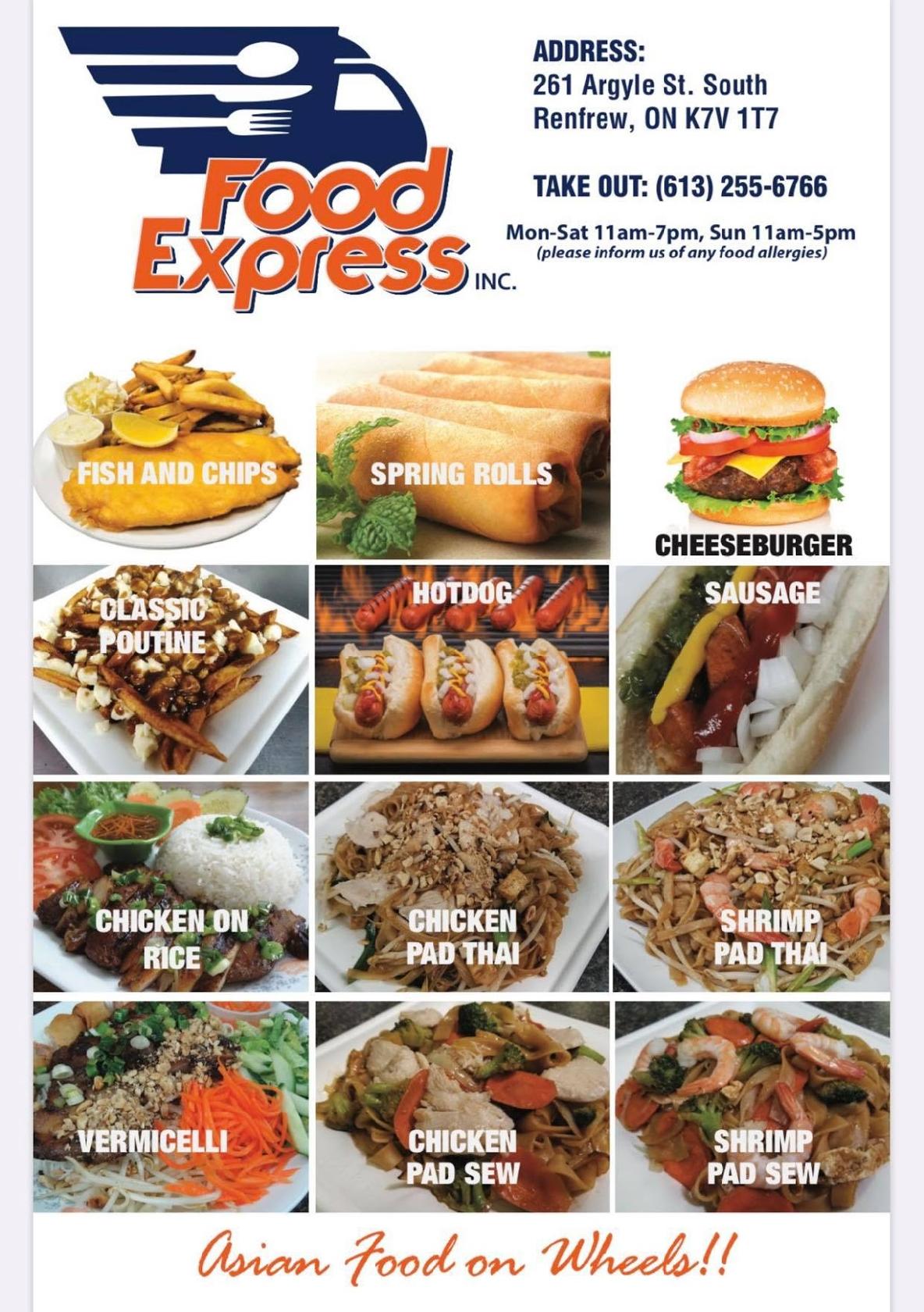 Menu at Food Express Inc. Renfrew restaurant, Renfrew