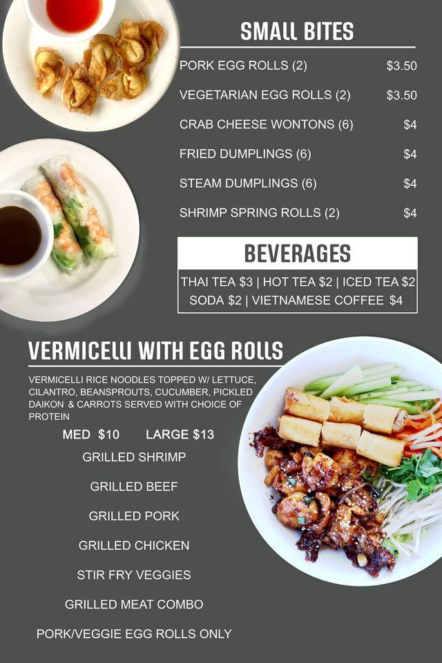 Menu at Kim’s Pho restaurant, Owasso