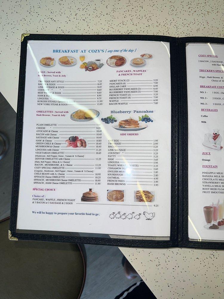 Carta del restaurante Cozy Kitchen, San Leandro