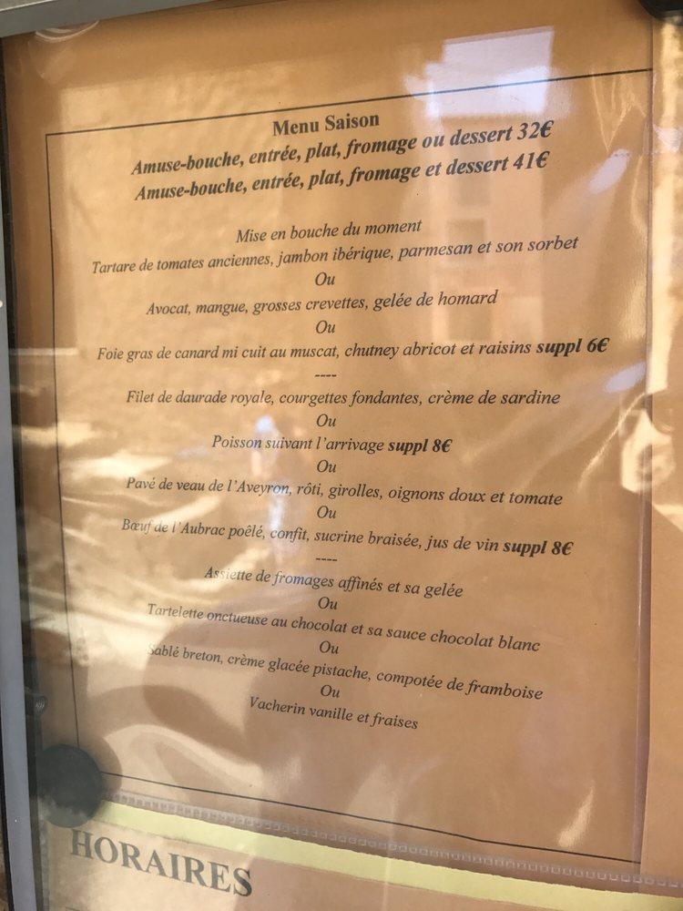 Menu au La Table Du Chateau restaurant, Bizanet