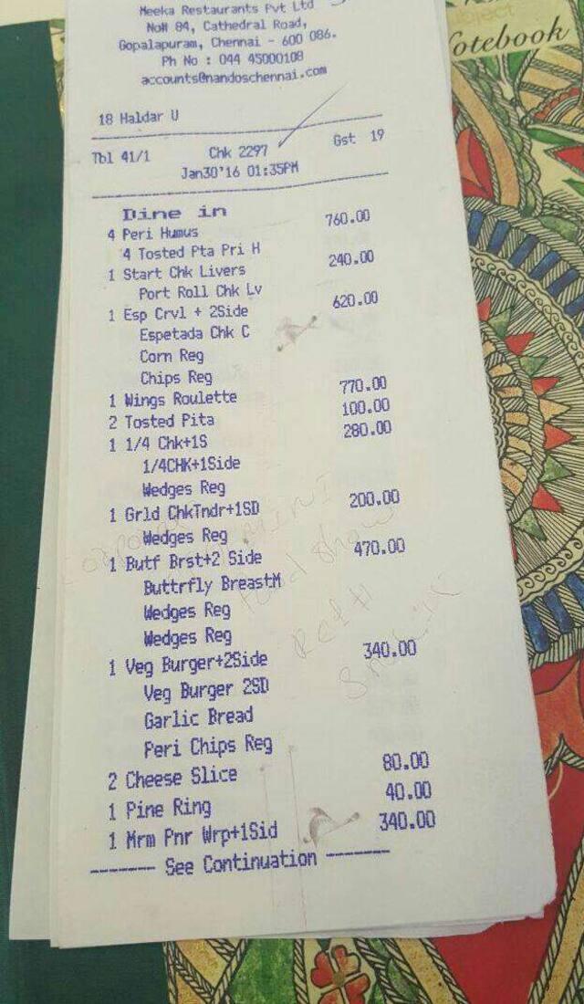 Nando's menu