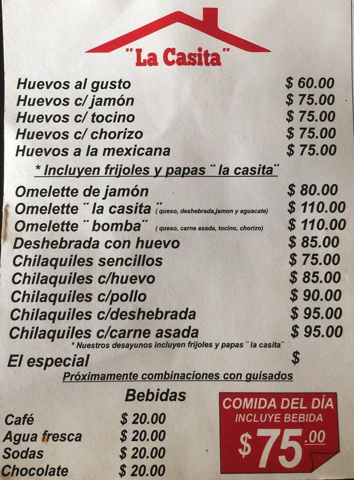 Menu at La Casita restaurant, Ensenada