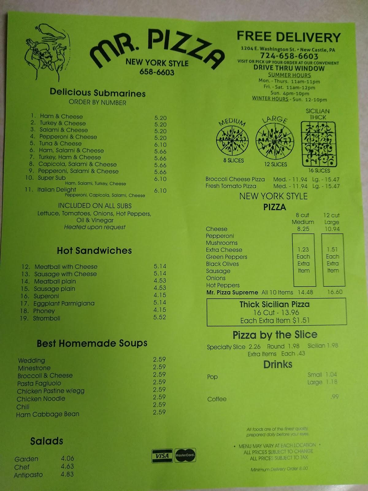 Menu at Mr Pizza pizzeria, New Castle, E Washington St mr pizza new castle menu