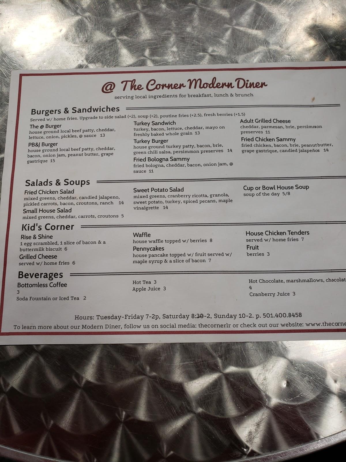 Menu at The Corner Diner Little Rock cafe, Little Rock, 201 E Markham St