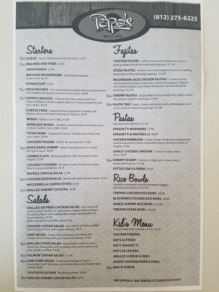 Menu at Mammas & Pappas steakhouse, Bedford, Mitchell Rd