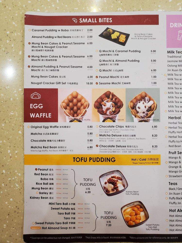 Carta del postres Meet Fresh, Chino Hills