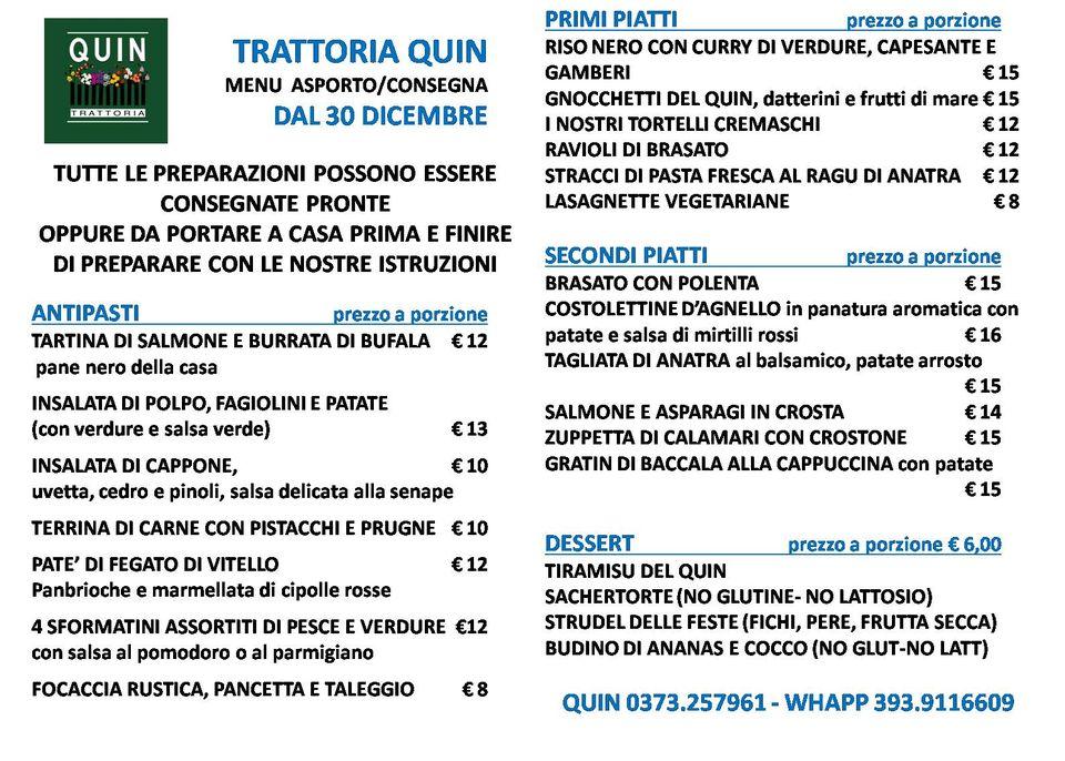 Menu da Quin ristorante, Crema