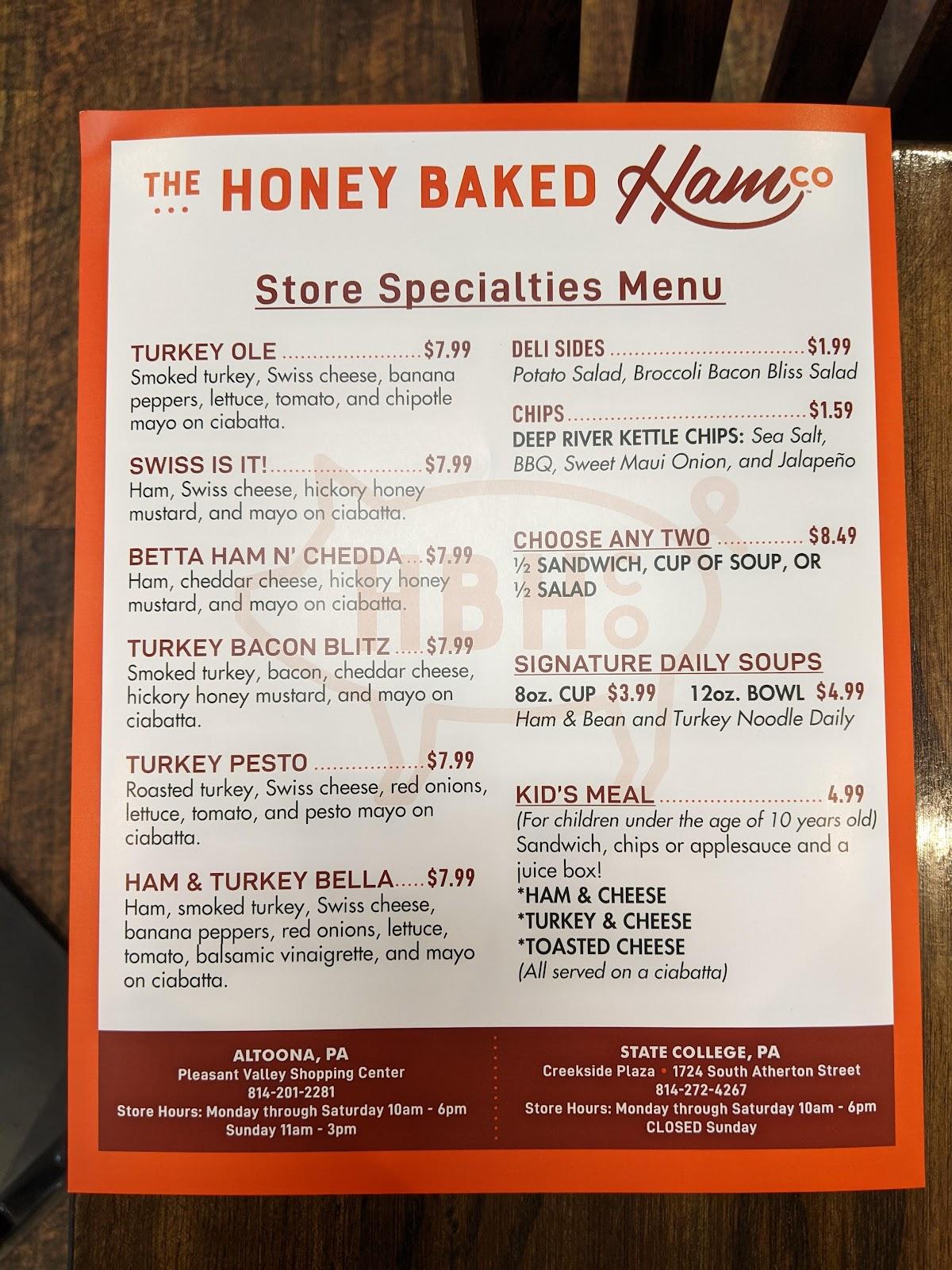 Menu at The Honey Baked Ham Company restaurant, Altoona