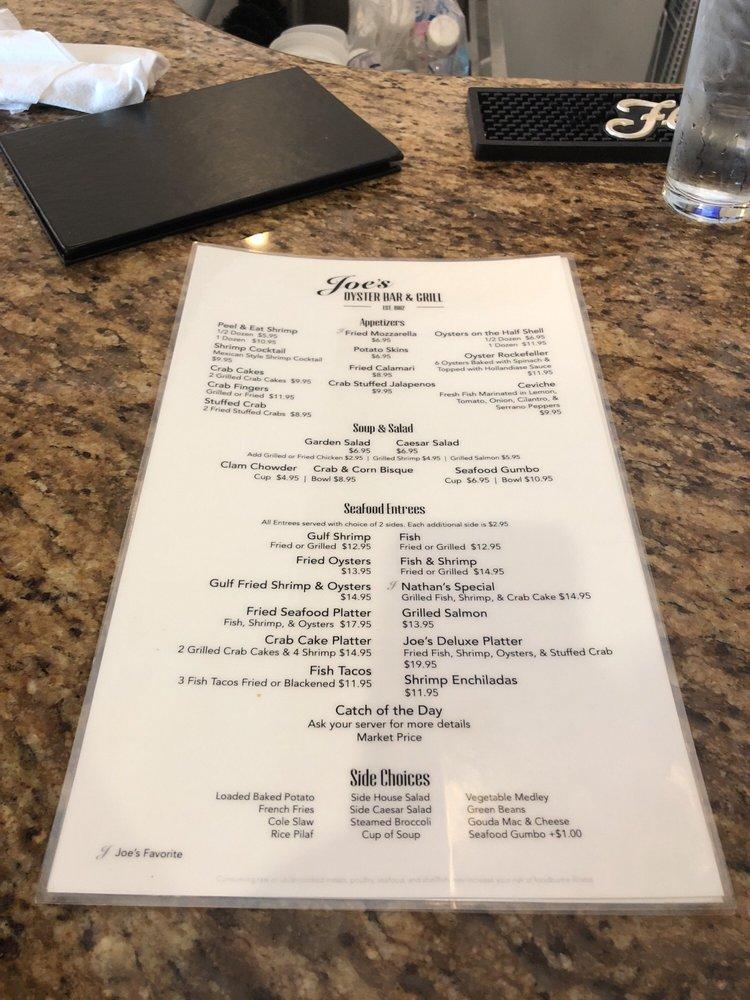 Menu at Joe's Oyster Bar & Grill, Rosenberg
