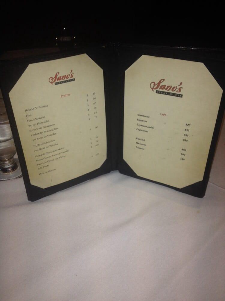 Menu at Sano´s Steak House steakhouse, Ensenada, Carr. TijuanaEnsenada