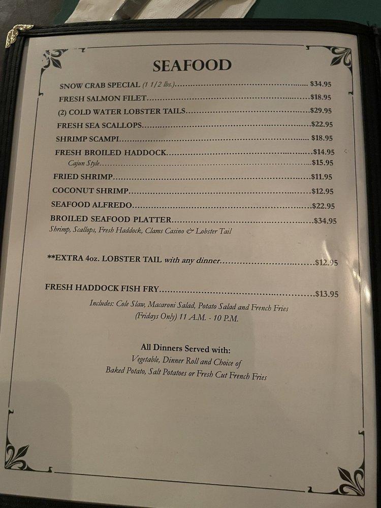 Menu at Boston Hotel's Steak & Crab pub & bar, Lancaster