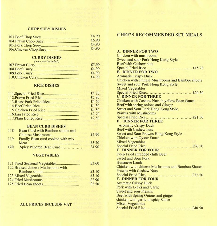 Menu At Linhs Chinese Restaurant Isleham 