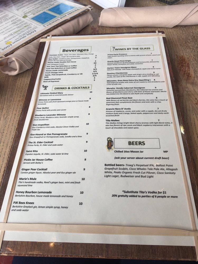 Menu at Pickle Jar Kitchen cafe, Falmouth