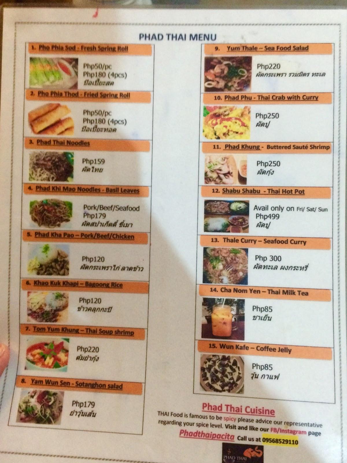 menu-at-phad-thai-pacita-restaurant-san-pedro