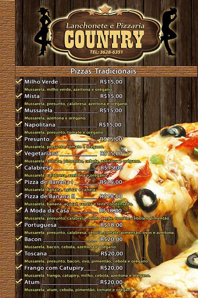 Pizzaria Country Goiás GO cardápio