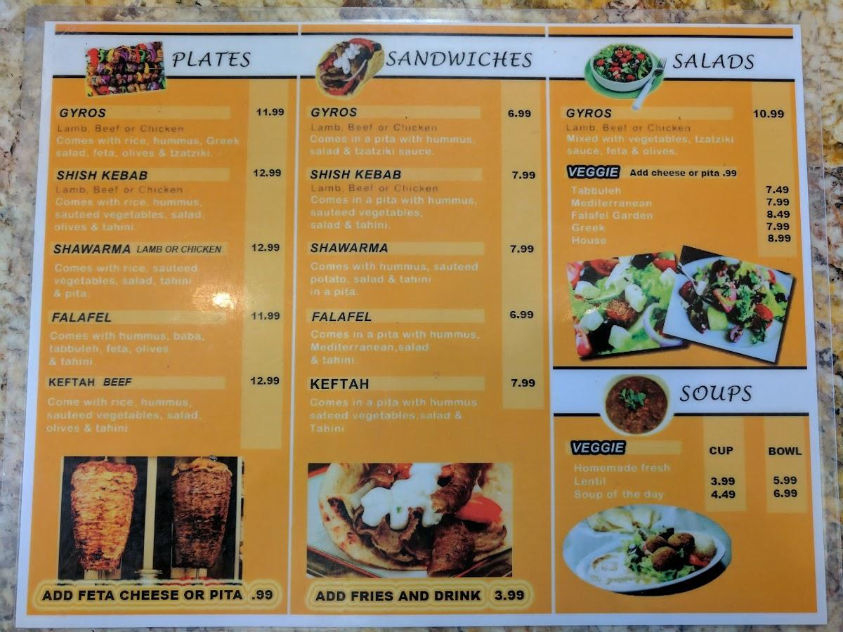 Menu at Zaina restaurant, Seattle, Lake City Way NE